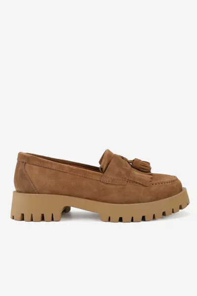 FEMMES EN DAIM BEIGE VÉRITABLE CUIR NATUREL TAILLE  MOCASSINS TUFTÉS