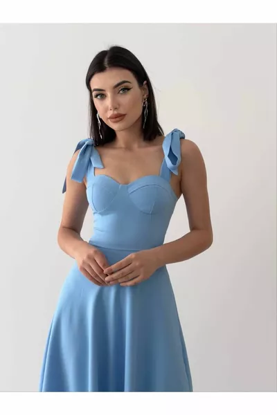 المرأة اللباس ميدي أطلس سميكة حزام سندريلا