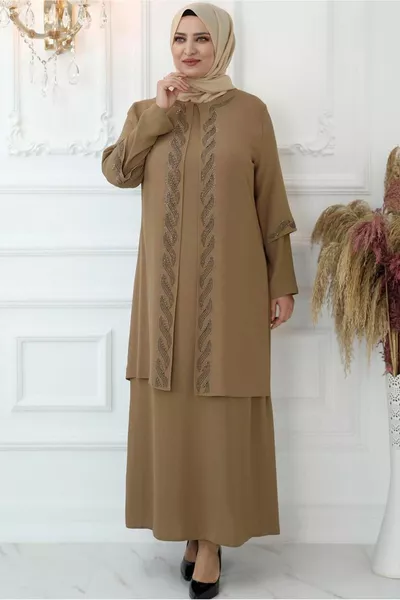 Robe de soirée brodée de pierre de vison pour femme T 