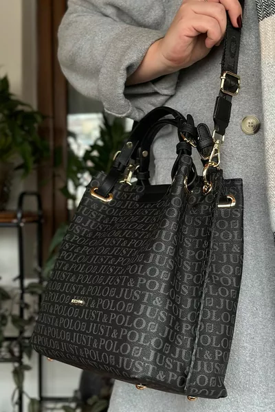 Дамска черен цвят Ръчно изработена с голям размер 5 отделения Плетена изтъркан модел чанта през рамо 