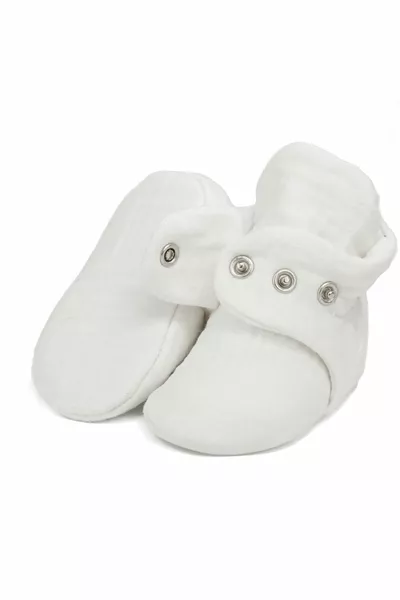 Stivaletti in mussola di cotone organico, stivaletti per neonati, crema