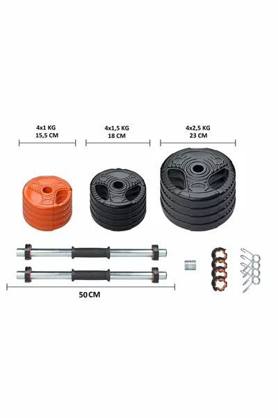 سبورتس ستار سيريز  كجم طقم حديد أسود برتقالي متعدد الوظائف ومجموعة دمبل
