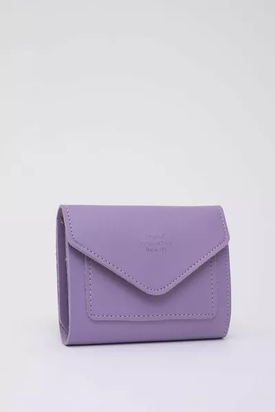 Lila  فو الجلود عملة وورقة المال المقصورة سناب حامل بطاقة المغلف نموذج محفظة الجيب