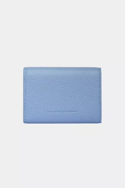  Vera Pelle Orizzontale Carta Denaro Contenitore Magnetico Fisarmonica Card Holder Portafoglio Flother Azzurro
