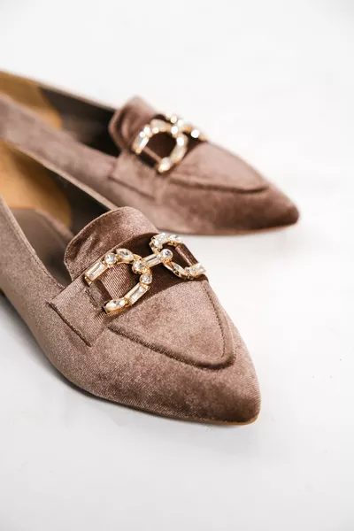 WOMEN'S MINK SUEDE BUCKLE EXCLUSIVE, BALLET FLATS
