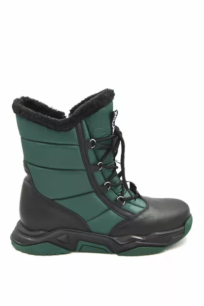 Bottes de neige décontractées vertes faites à la main et confortables pour femmes