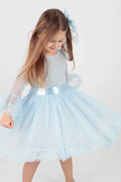 أطفال الفتيات مشبك وتول الدانتيل الاتجاه مساء اللباس 