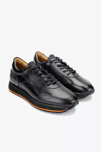 Branchini Men's Genuine Leather Black Sneakers & Sneakers