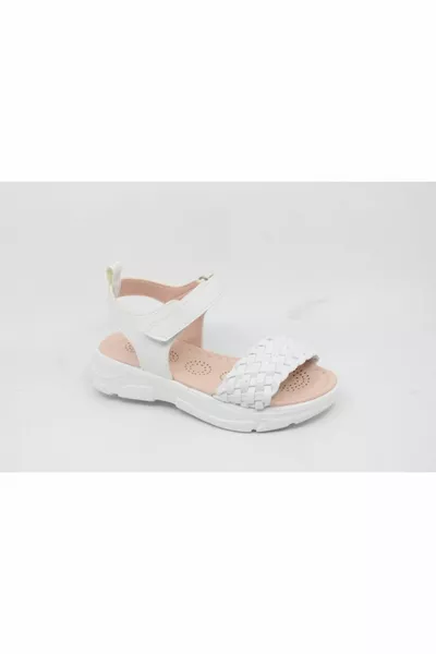  Момичета Бели сламени плетени спортни сандали