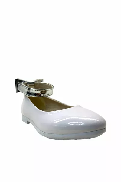 -1 Orthopädische Mädchen Ballerinas aus weißem Lackleder