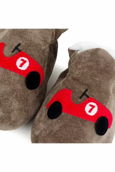 Maat 0-6 maanden, ,5 cm hak tot teen, raceauto echte suède babylaarsjes