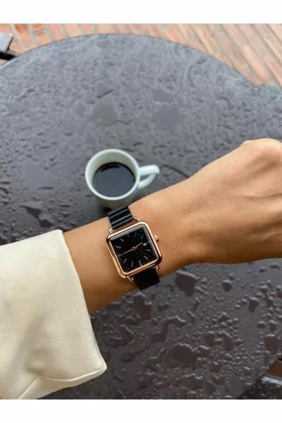 سلسلة أنيقة - ساعة يد نسائية مربعة من الصلب ساعات جونيور