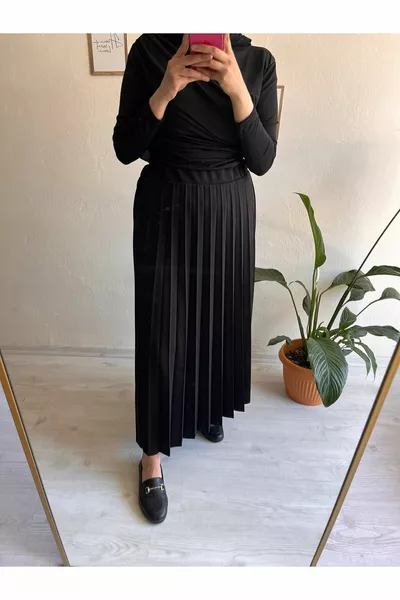 ПЛИСИРАНА ПОЛА ОТ КРЕП ПЛАТ, Хиджаб пола, Дълга плисирана пола