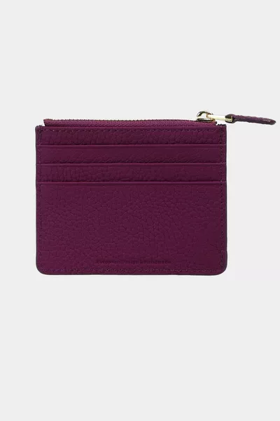  Porte-monnaie en cuir véritable Zippé Femmes Hommes Portefeuille Porte-carte Violet