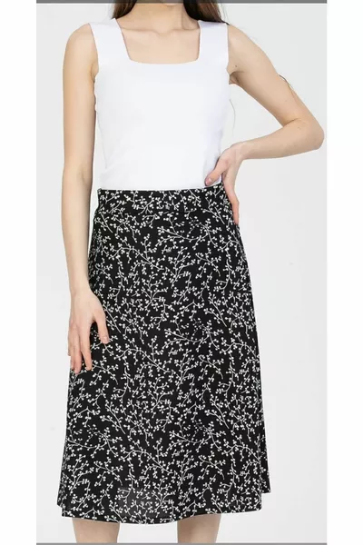 Summer New Season Floral Patterned Midi Length Skirt