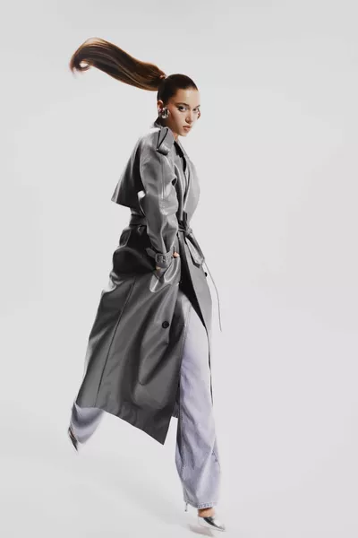 Relax Fit Faux Leather Trench Coat au