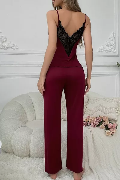 Lemra UltraSoft Lace Low-Cut Pajamas Set