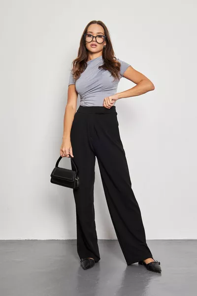 Line Women's Lycra Velcro Black Palazzo Pants