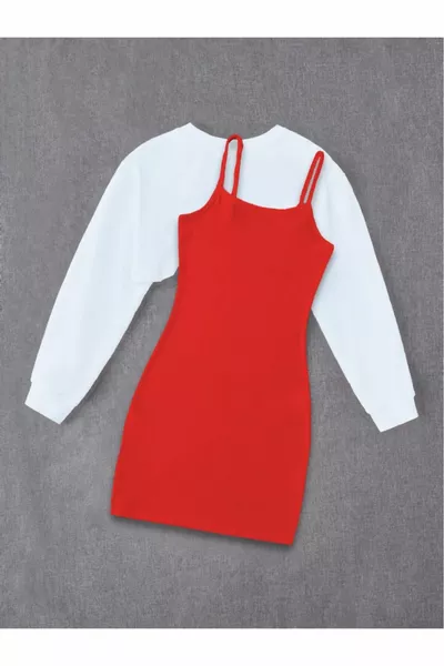 Combinaison 2 pièces robe imprimée et sweat-shirt court Yes pour enfant