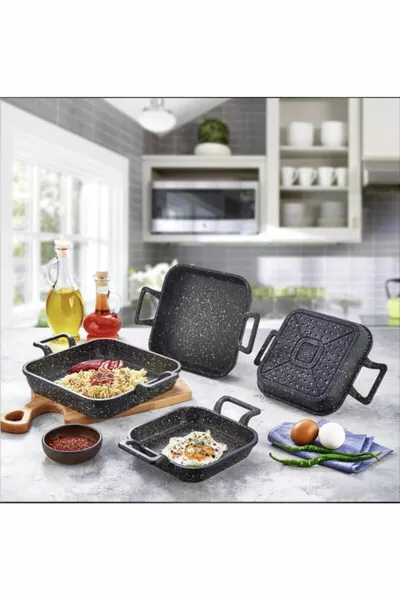 Eda Casting طقم أرفف مربعة مطلية بالجرانيت من 3 قطع  سم - سم - سم