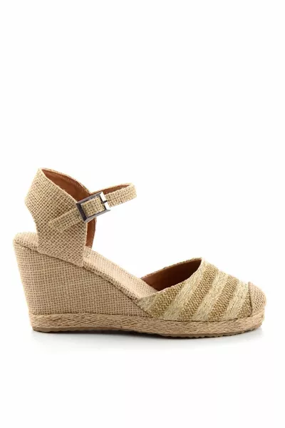 Talons rembourrés en lin beige pour femme 