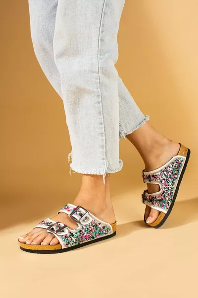 أبيض الحجر الطبيعي العظام النعال الوحيدة حزام مزدوج مشبك عارضة النعال عارضة