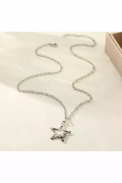 Silver Plated K Star Necklace