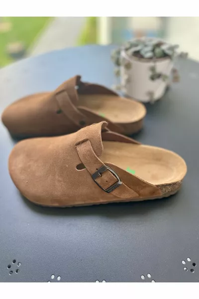 Unisex Sabo Tan Suede Anatomico Suola a Fungo Pantofole Chiuse