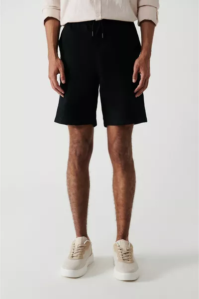 الرجال الأسود  ٪ القطن جيوب جانبية مرنة الكتان محكم السراويل 