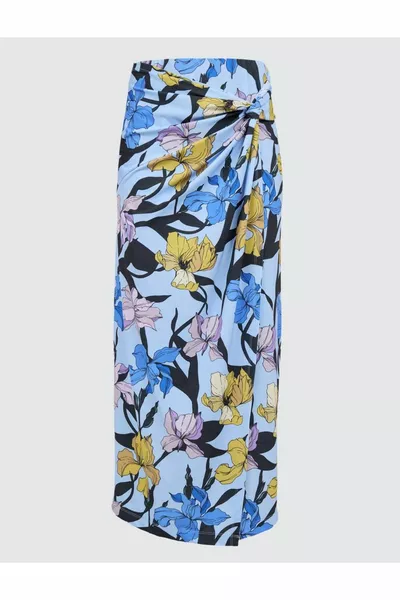 أزرق فاتح الرباط مفصلة تنورة ميدي الأزهار