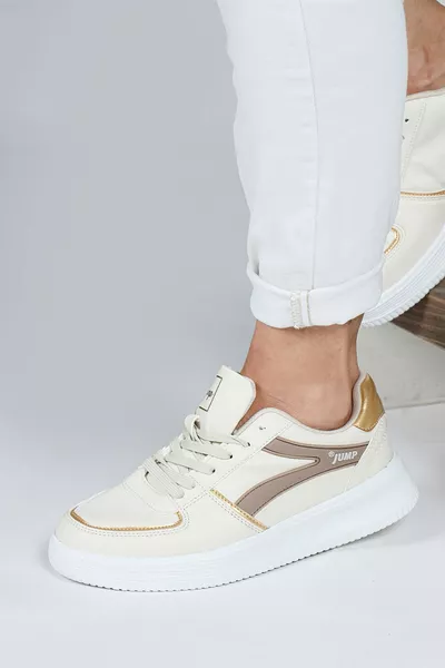  Beige - Witte Dames Sneaker Casual Sneakers