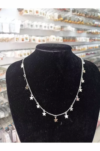 Multi Star Silver Plated Necklace  cm