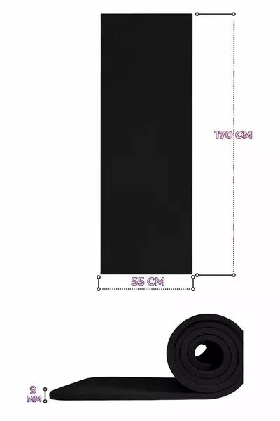 سميكة 9 مم عدم الانزلاق مزدوجة الجوانب بيلاتيس اليوغا حصيرة حصيرة أسود  ×  سم حزام مع هدية