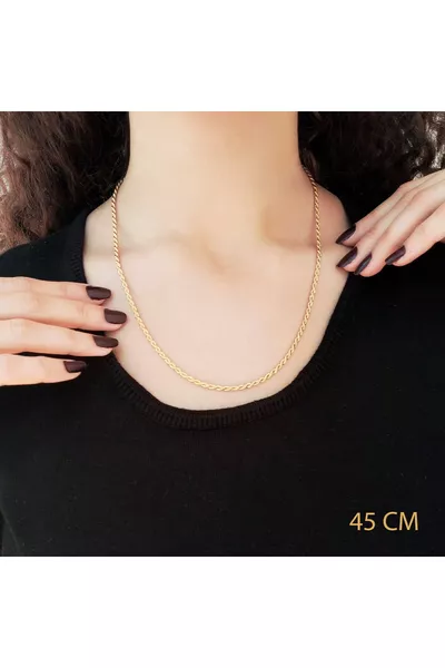 سلسلة فولاذية مطلية بالذهب بنموذج لولبي 2.5 مم 