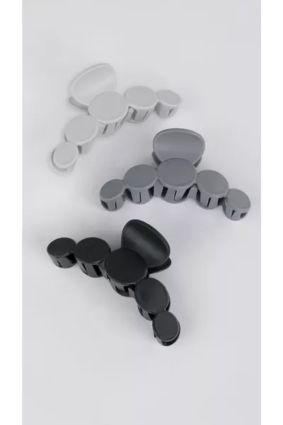 مجموعة مشابك شعر نسائية بتريند خلية النحل باللون الرمادي، 3 قطع