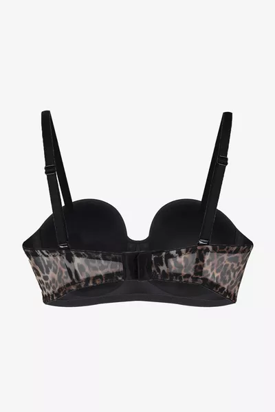 صدرية نسائية بدون حشوة بتفاصيل من التُل بنقشة الفهد وداعمة بدون حمالات