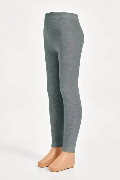 Детские леггинсы с внутренней махровой подкладкой, серый меланж