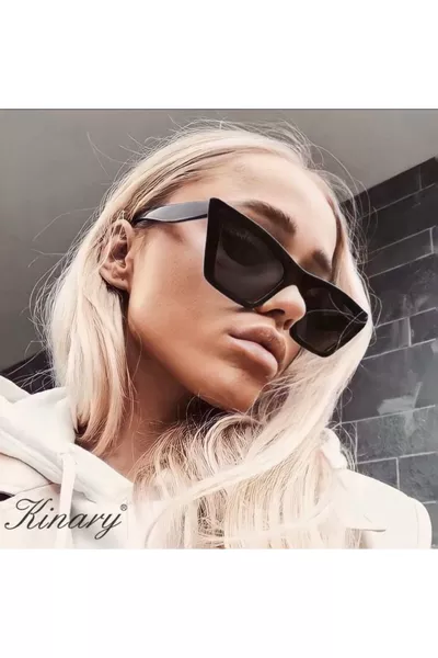 نظارات شمسية نسائية سوداء على شكل عين القط 