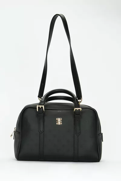 حقيبة كتف نسائية سوداء بطباعة 