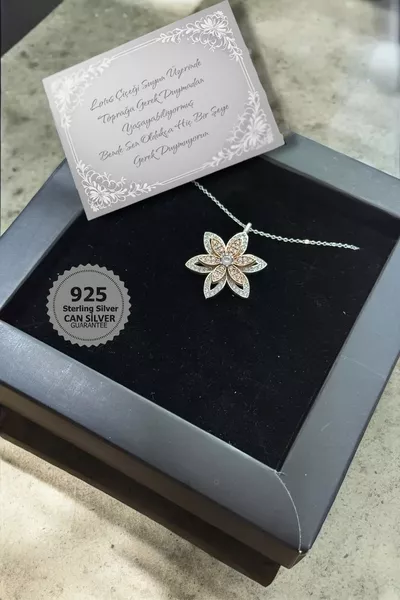 Love Necklace | Lotus Pendant -  Sterling Silver - With Jewelry Box and Gift Packaging