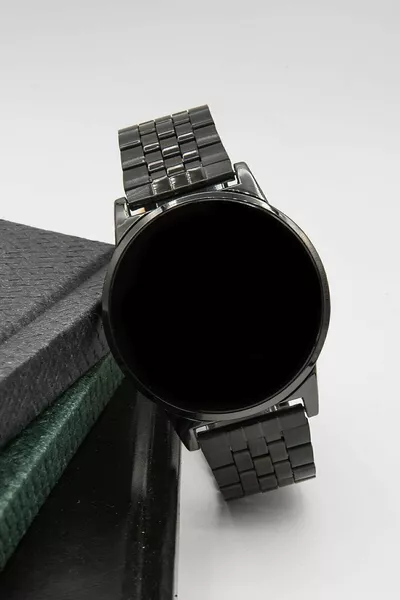 Unisex Schwarze Edelstahl Touch-Armbanduhr