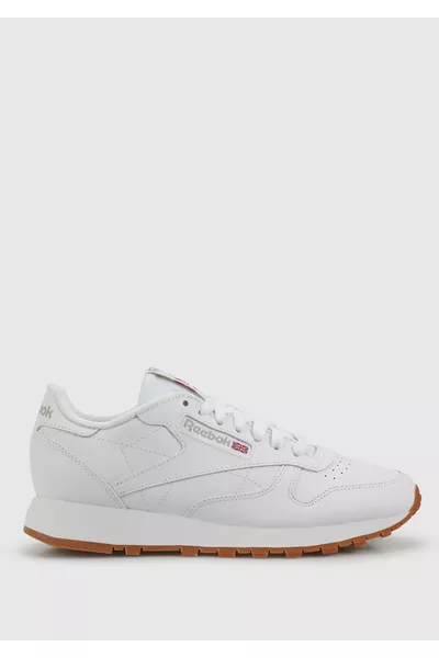 حذاء رياضي كلاسيكي من الجلد أبيض للجنسين 