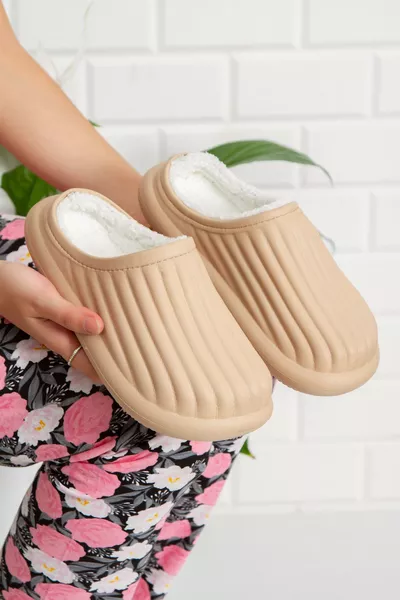 نعل منزلي موظفات فلورا مغطى من الداخل بالصوف للجنسين، حذاء شتوي مقاوم للماء