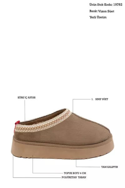 حذاء نسائي من المخمل الفئوي بلون الجوزة 