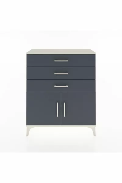 Arges Kommode Ein Regal 3 Schubladen 2 Türen Mondstein-Anthrazit