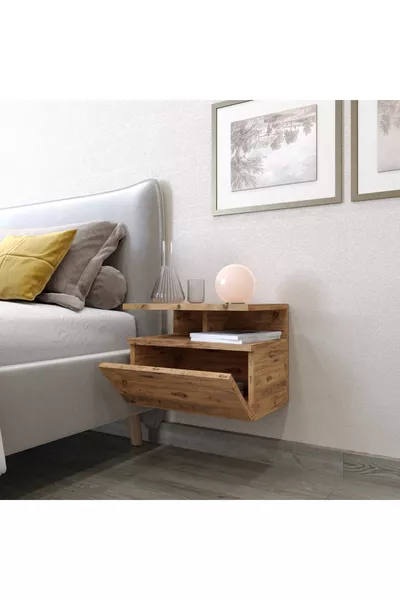 Comodino Virea, da montare a parete, cm, Pino Atlantico