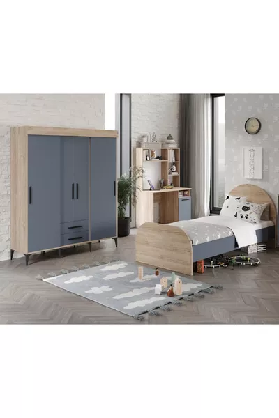 Set per cameretta dei bambini di Izmir, completamente in MDF Flora e antracite