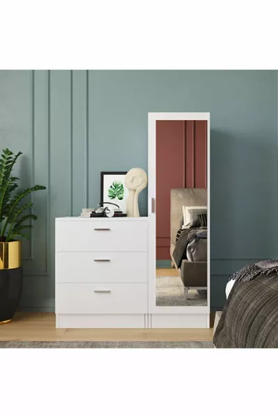 Nancy Spiegelkommode Kleiderschrank Weiß