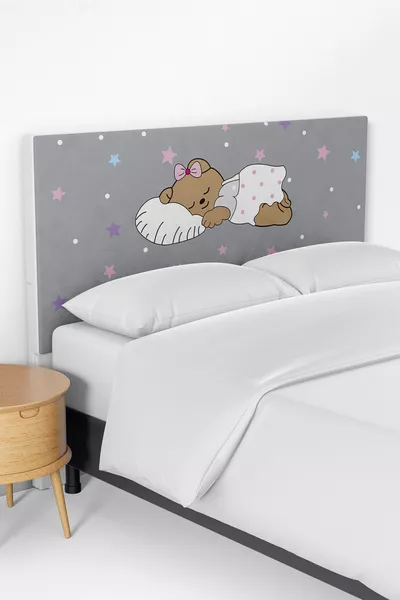 غطاء رأس سرير أطفال بنقشة دب لطيف مرصع بالنجوم