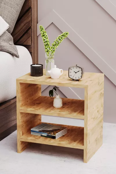 2-Laden Nachtkastje Nachtkamer Nachtkastje met Vakken Bedside Nachtkastje